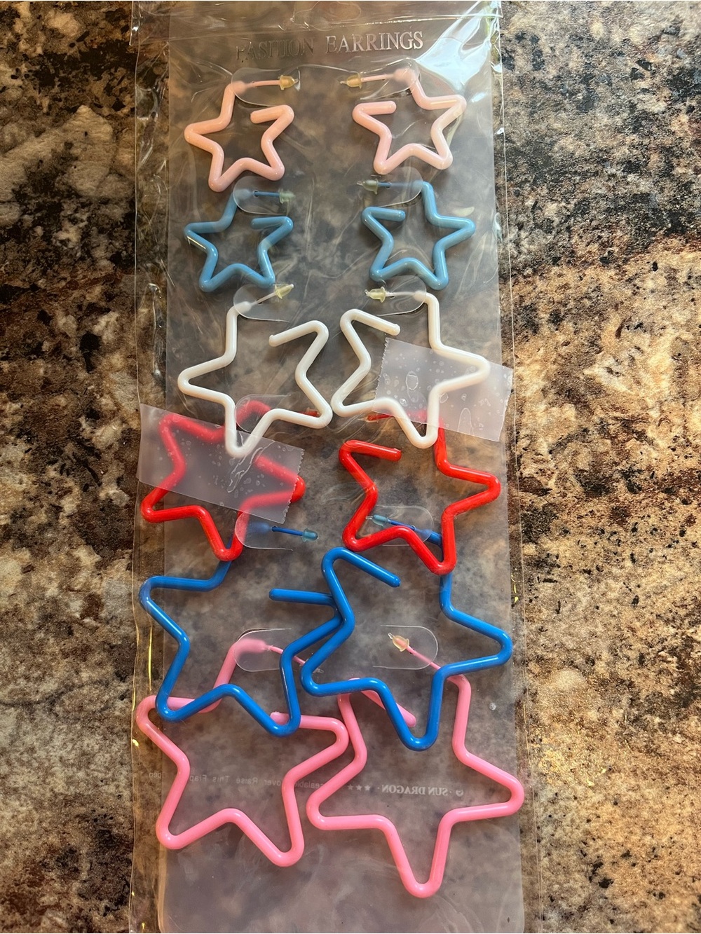 Fashion Jewelry Kids Star Hoop Earrings - Pink, Blue, White, Red